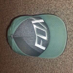 Fox Racing Blocked Out Flexfit Hat Heather Grey Faded Green Snapback Hat Cap